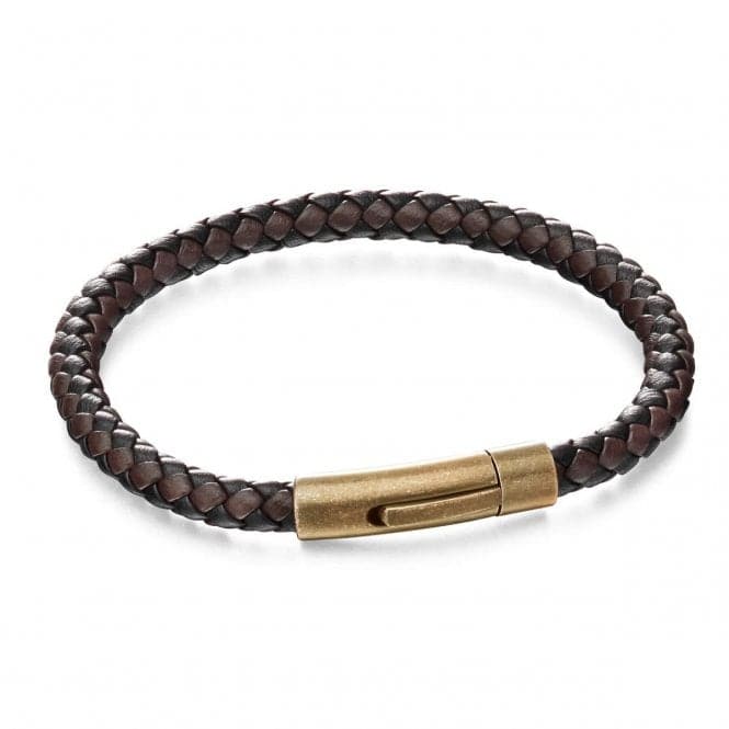 Brown Black Woven Leather Bracelet B5424Fred BennettB5424