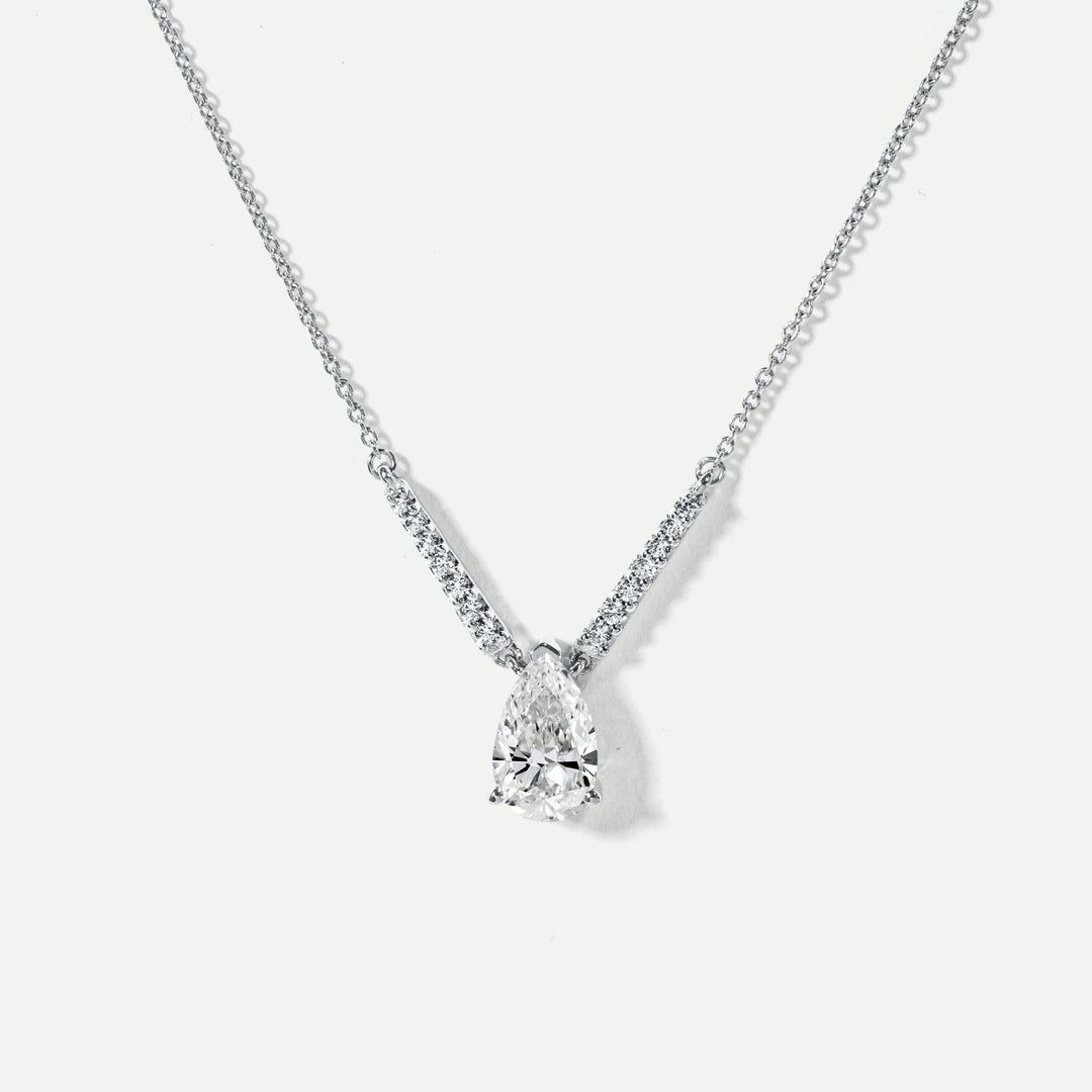 Cali | 9ct White Gold 1.10ct tw Pear Cut Lab Grown Diamond Necklace 18 InchesCreated BrillianceBA0074283