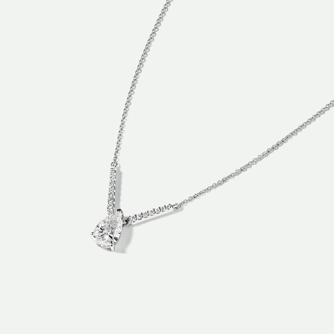 Cali | 9ct White Gold 1.10ct tw Pear Cut Lab Grown Diamond Necklace 18 InchesCreated BrillianceBA0074283