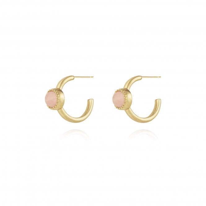 Capri Rose Quartz Hoop Gold Earrings 4491Joma Jewellery4491