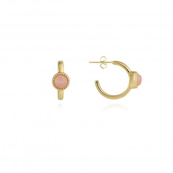 Capri Rose Quartz Hoop Gold Earrings 4491Joma Jewellery4491