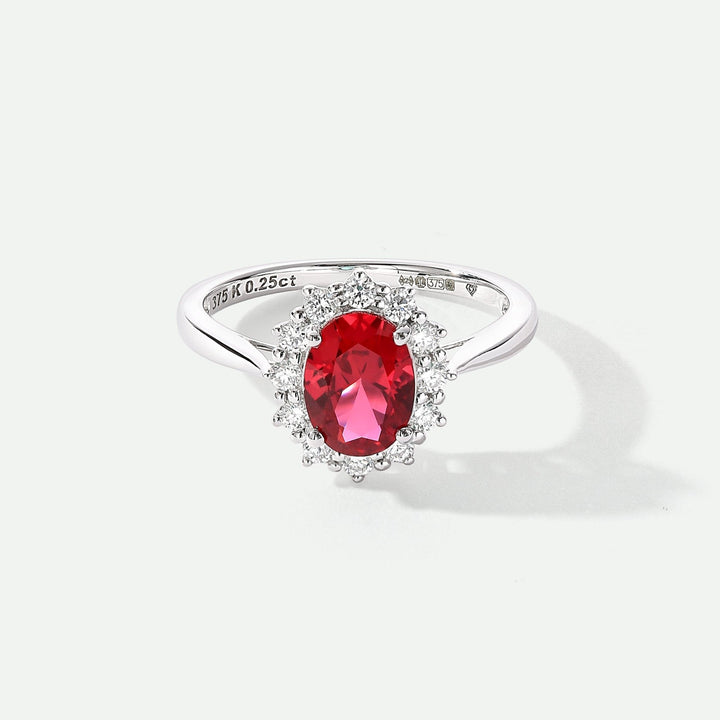 Cate | 9ct White Gold 0.25ct tw Lab Grown Diamond and Created Ruby RingCreated BrillianceBA0071847 - N