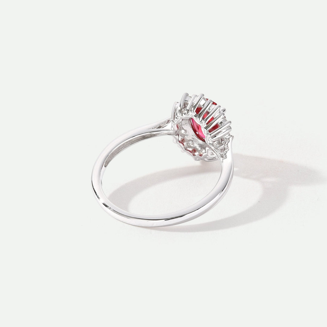 Cate | 9ct White Gold 0.25ct tw Lab Grown Diamond and Created Ruby RingCreated BrillianceBA0071847 - N