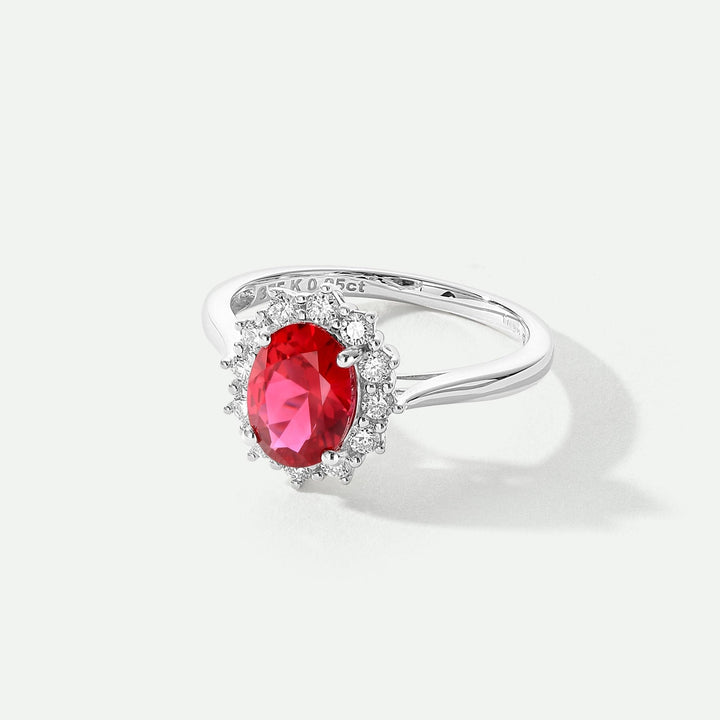 Cate | 9ct White Gold 0.25ct tw Lab Grown Diamond and Created Ruby RingCreated BrillianceBA0071847 - N