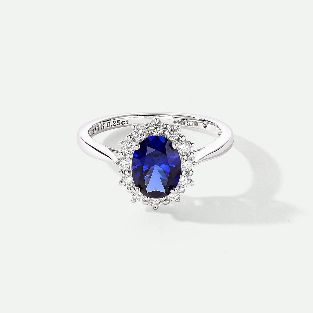 Cate | 9ct White Gold 0.25ct tw Lab Grown Diamond and Created Sapphire RingCreated BrillianceBA0071349 - O