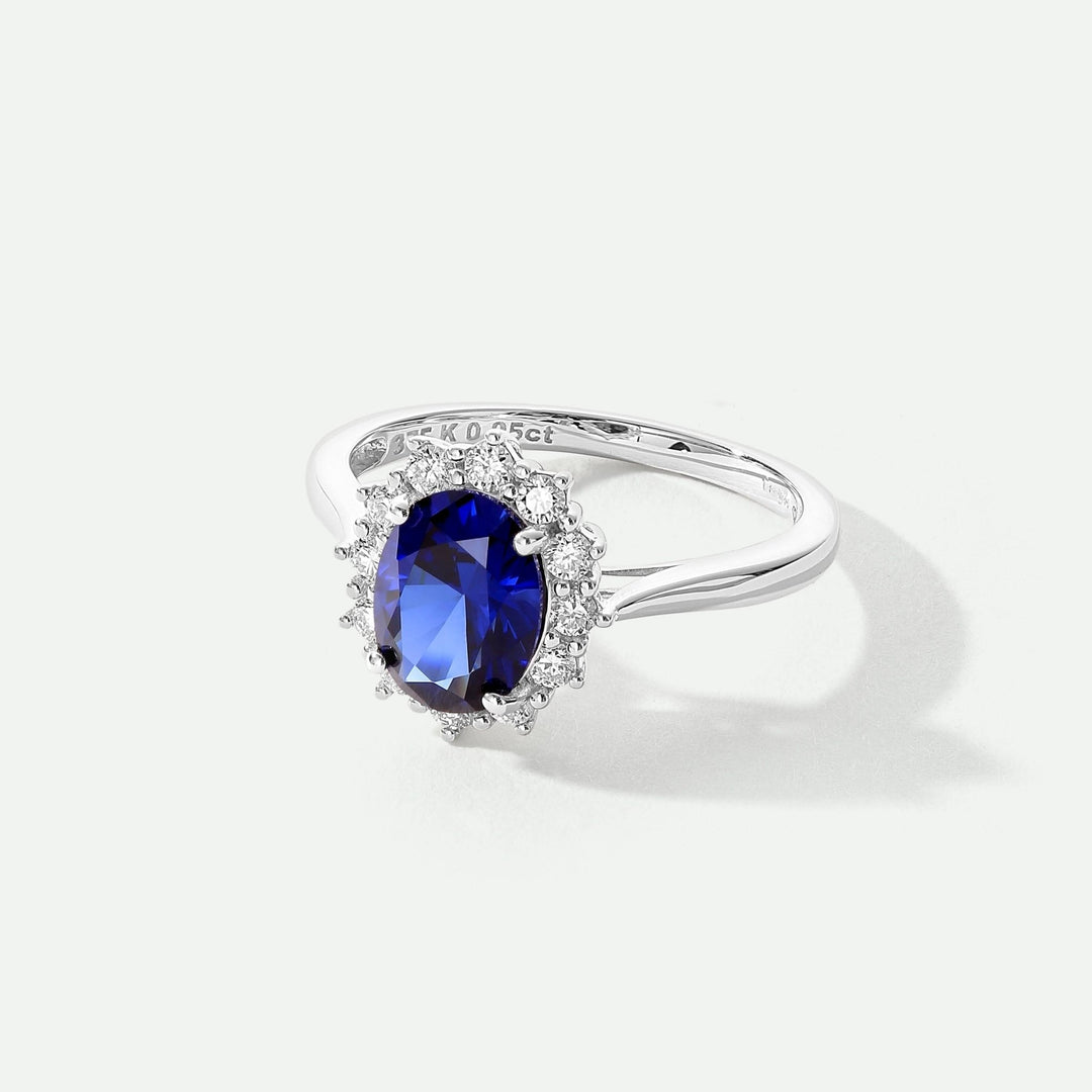 Cate | 9ct White Gold 0.25ct tw Lab Grown Diamond and Created Sapphire RingCreated BrillianceBA0071349 - O