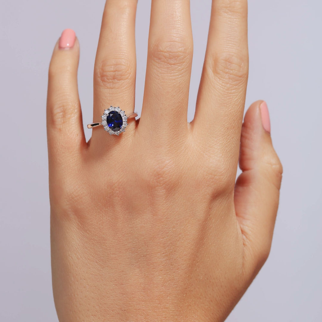 Cate | 9ct White Gold 0.25ct tw Lab Grown Diamond and Created Sapphire RingCreated BrillianceBA0071349 - O