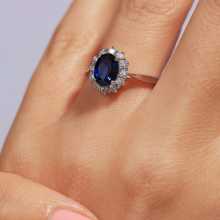 Cate | 9ct White Gold 0.25ct tw Lab Grown Diamond and Created Sapphire RingCreated BrillianceBA0071349 - O