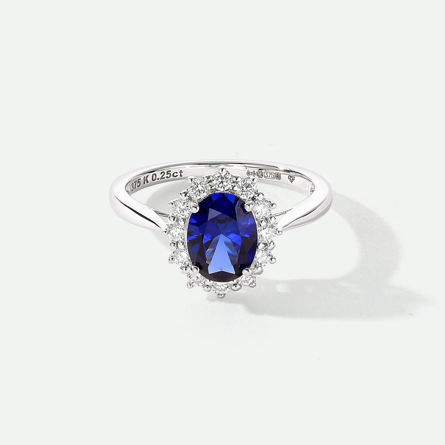 Cate | 9ct White Gold 0.25ct tw Lab Grown Diamond and Created Sapphire RingCreated BrillianceBA0071349 - L