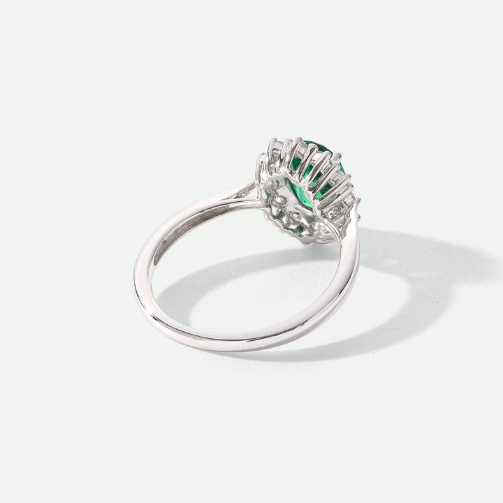 Cate | 9ct White Gold 0.25ct tw Lab Grown Emerald and Diamond RingCreated BrillianceBA0071845 - L