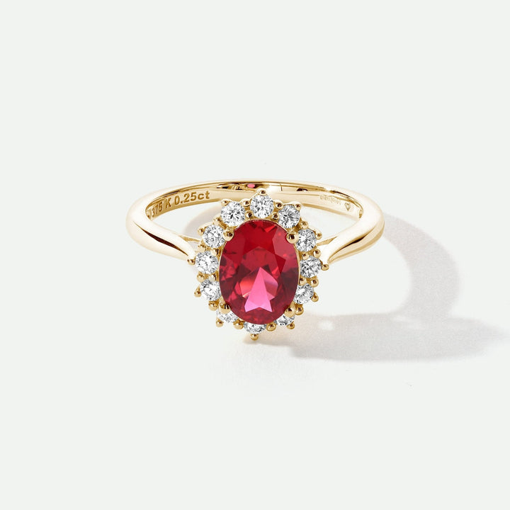 Cate | 9ct Yellow Gold 0.25ct tw Lab Grown Diamond and Created Ruby RingCreated BrillianceBA0071848 - N