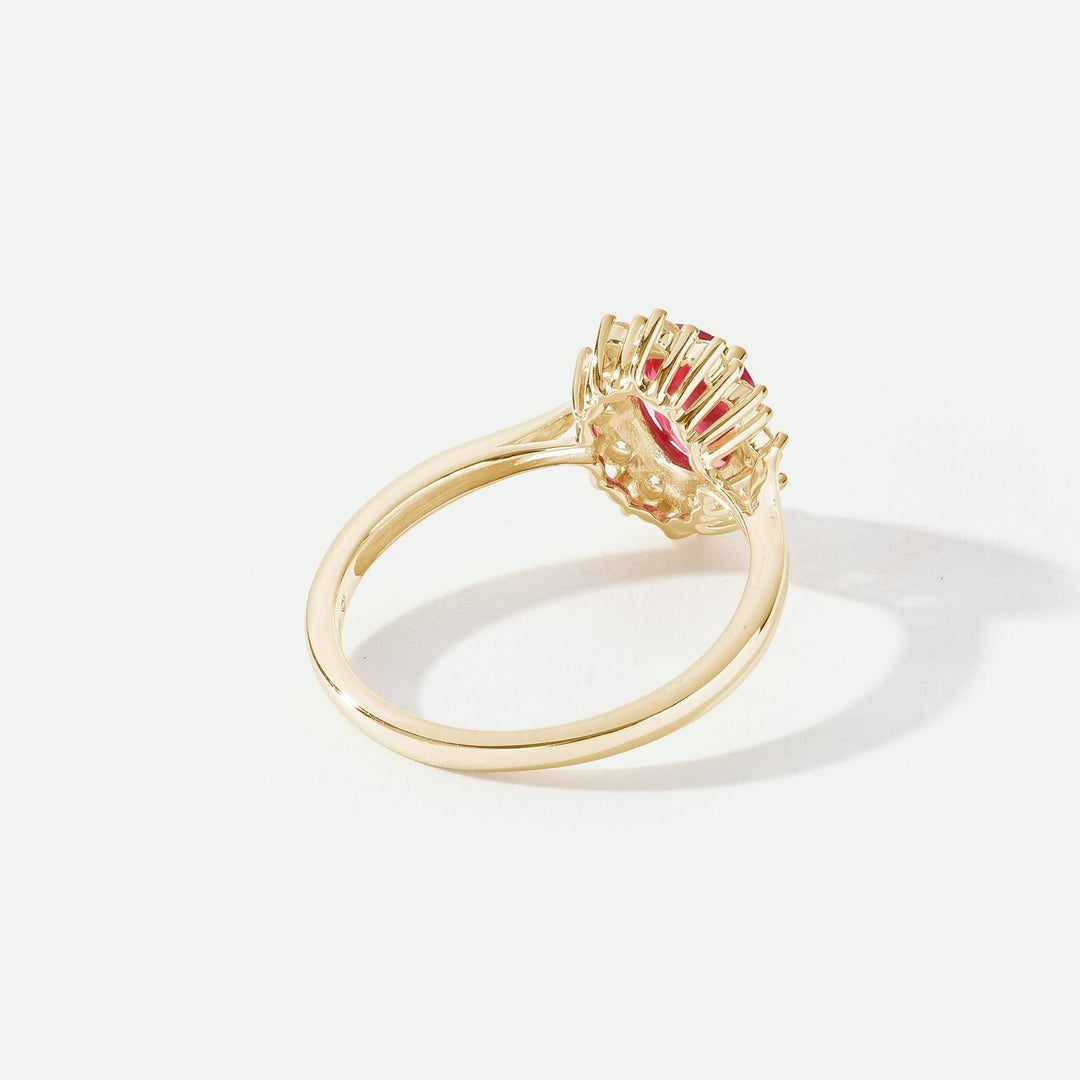 Cate | 9ct Yellow Gold 0.25ct tw Lab Grown Diamond and Created Ruby RingCreated BrillianceBA0071848 - M