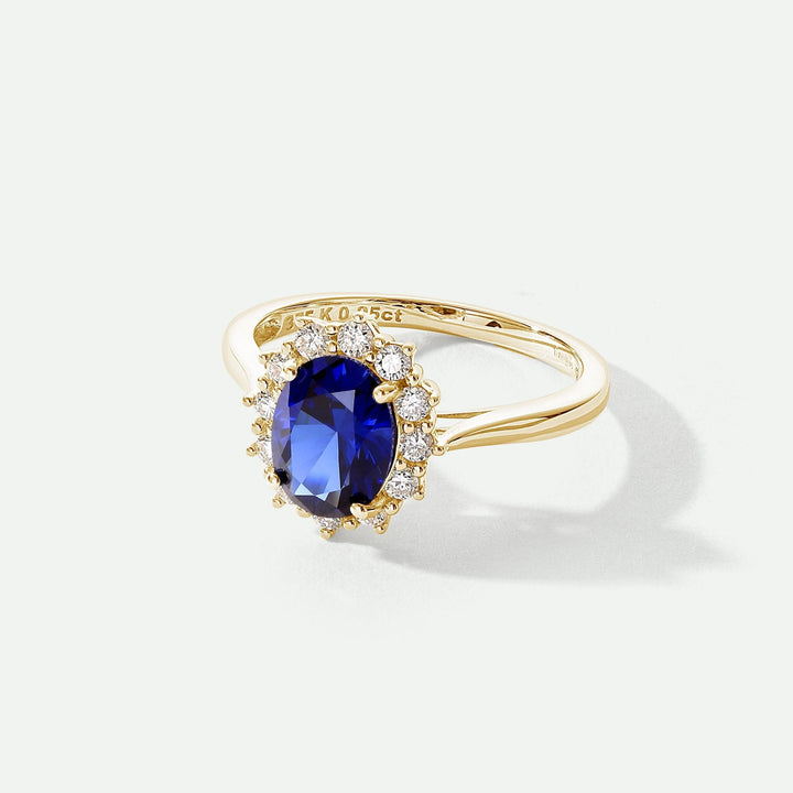 Cate | 9ct Yellow Gold 0.25ct tw Lab Grown Diamond and Created Sapphire RingCreated BrillianceBA0071464 - M