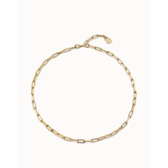 Chain 9 Gold Golden Metal NecklaceUNOde50COL1608ORO0000U