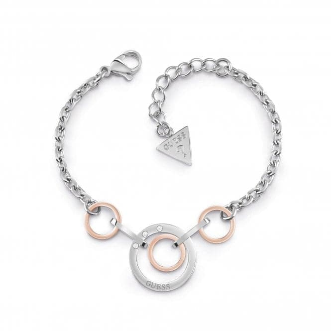 Chain Circles Silver Rose Gold Bracelet UBB29030 - LGuess JewelleryUBB29030 - L
