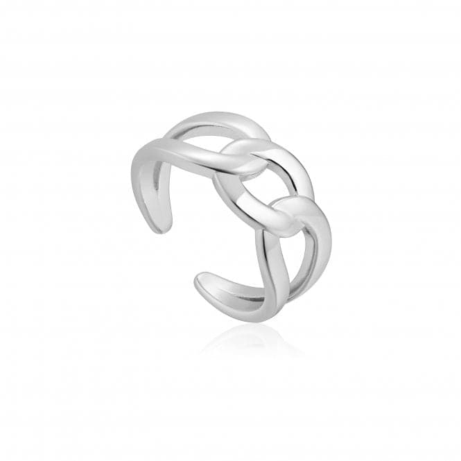 Chain Reaction Rhodium Wide Curb Chain Adjustable Ring R021 - 02HAnia HaieR021 - 02H