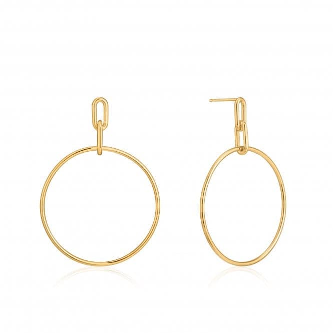 Chain Reaction Shiny Gold Cable Link Hoop Earrings E021 - 07GAnia HaieE021 - 07G