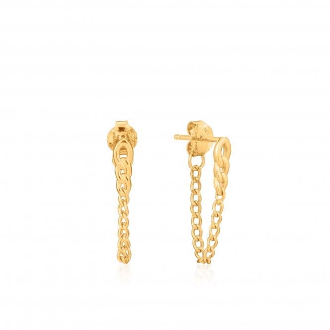 Chain Reaction Shiny Gold Curb Chain Stud Earrings E021 - 03GAnia HaieE021 - 03G