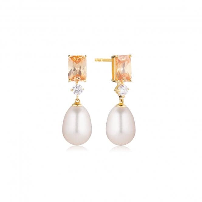 Champagne Zirconia Galatina Earrings SJ - E12380 - PCH - YGSif JakobsSJ - E12380 - PCH - YG