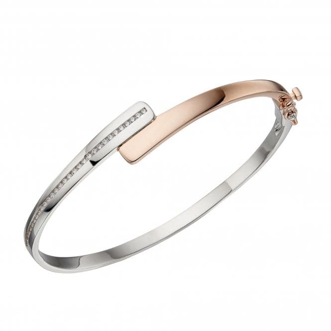 Channel Set Hinged Rose Gold Plated Bangle B5248CFiorelli SilverB5248C