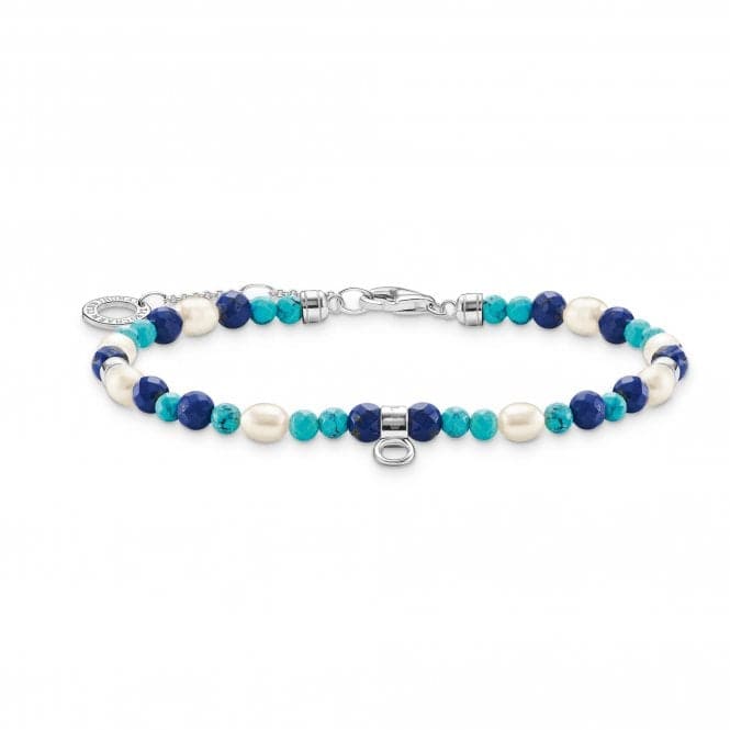 Charming Blue Stones And Pearls Bracelet A2064 - 775 - 7 - L19VThomas Sabo Charm Club CharmingA2064 - 775 - 7