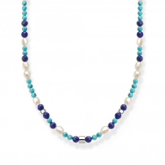 Charming Blue Stones And Pearls Necklace KE2162 - 775 - 7 - L45VThomas Sabo Charm Club CharmingKE2162 - 775 - 7