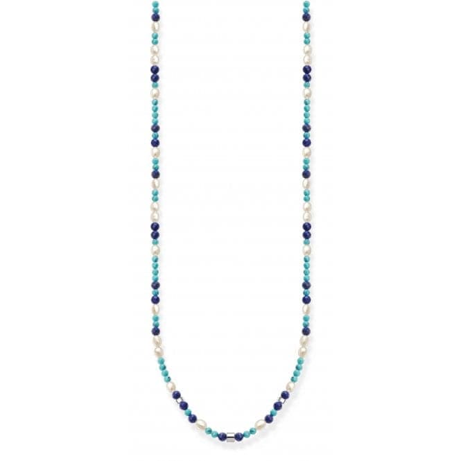 Charming Blue Stones And Pearls Necklace KE2162 - 775 - 7 - L45VThomas Sabo Charm Club CharmingKE2162 - 775 - 7