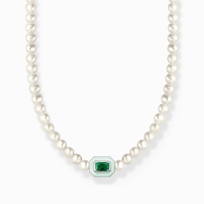 Charming Choker With Green Stone And Pearls KE2183 - 082 - 6Thomas Sabo Charm Club CharmingKE2183 - 082 - 6