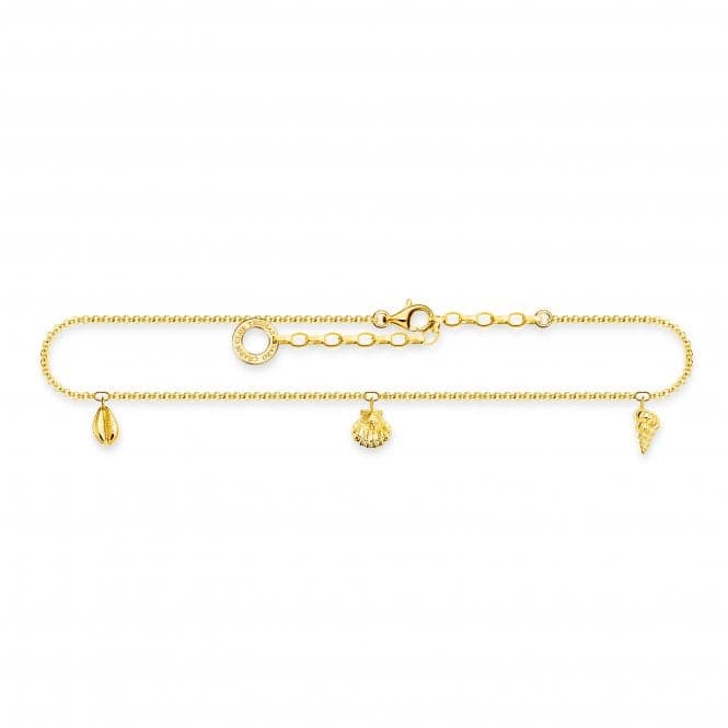 Charming Gold Plated Shells Anklet AK0037 - 413 - 39 - L27VThomas Sabo Charm Club CharmingAK0037 - 413 - 39