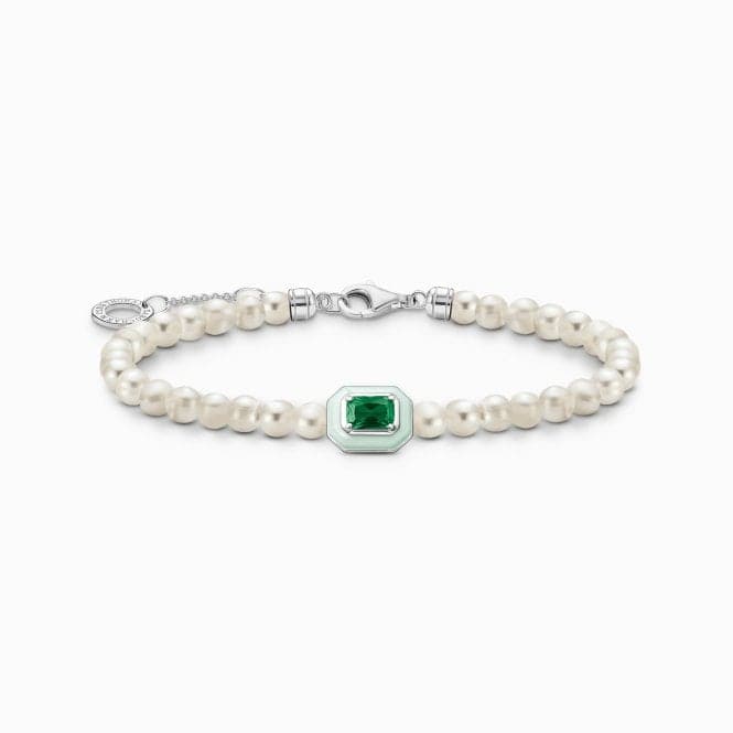 Charming Pearls With Green Stone Bracelet A2096 - 082 - 6Thomas Sabo Charm Club CharmingA2096 - 082 - 6