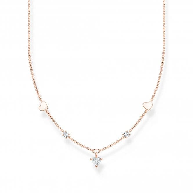 Charming Rose Gold Plated Hearts And White Stones Necklace KE2154 - 416 - 14 - L42VThomas Sabo Charm Club CharmingKE2154 - 416 - 14