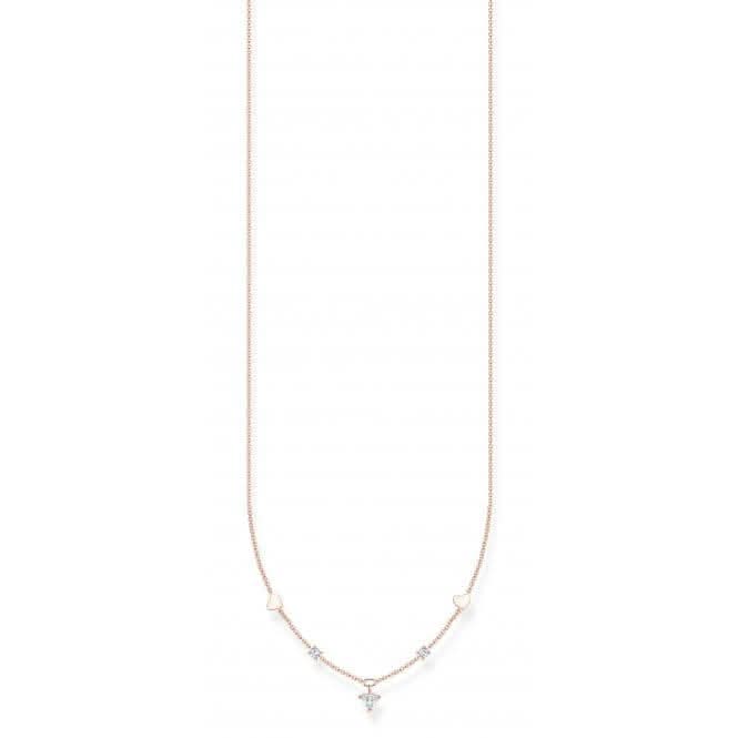 Charming Rose Gold Plated Hearts And White Stones Necklace KE2154 - 416 - 14 - L42VThomas Sabo Charm Club CharmingKE2154 - 416 - 14