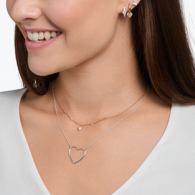 Charming Rose Gold Plated Hearts And White Stones Necklace KE2154 - 416 - 14 - L42VThomas Sabo Charm Club CharmingKE2154 - 416 - 14