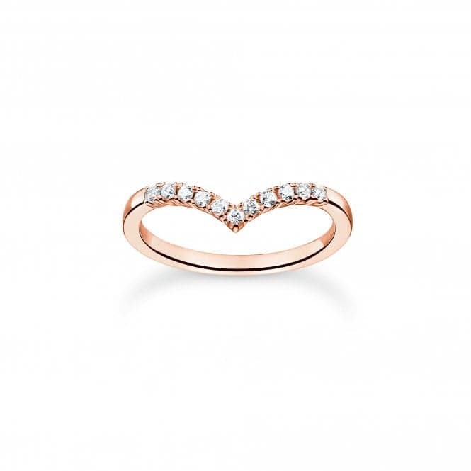 Charming Rose Gold Plated V - Shaped White Stones Ring TR2394 - 416 - 14Thomas Sabo Charm Club CharmingTR2394 - 416 - 14 - 48