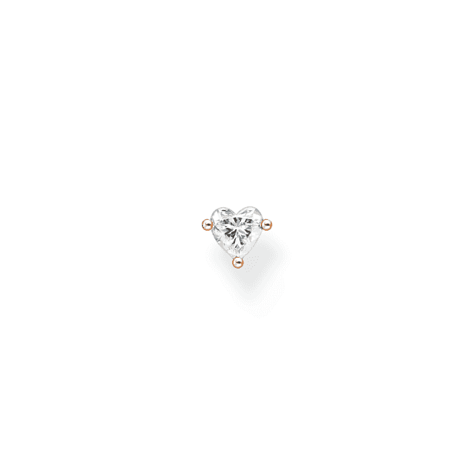 Charming Rose Gold Plated White Heart Single Earring H2234 - 416 - 14Thomas Sabo Charm Club CharmingH2234 - 416 - 14