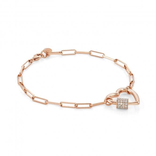 Charming Silver Cubic Zirconia Large Rose Gold Heart Bracelet 148502/007Nominations148502/007