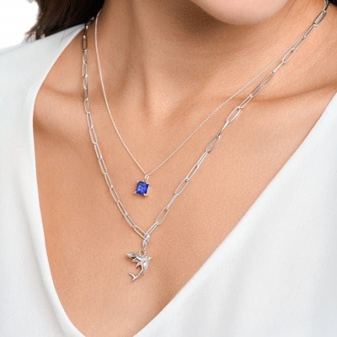 Charming Sterling Silver Blue Stone Necklace KE2156 - 699 - 32 - L45VThomas Sabo Charm Club CharmingKE2156 - 699 - 32