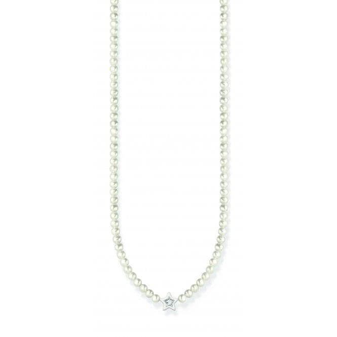 Charming Sterling Silver Enamel Freshwater Pearls White Star Necklace KE2198 - 149 - 14 - L42VThomas Sabo Charm Club CharmingKE2198 - 149 - 14