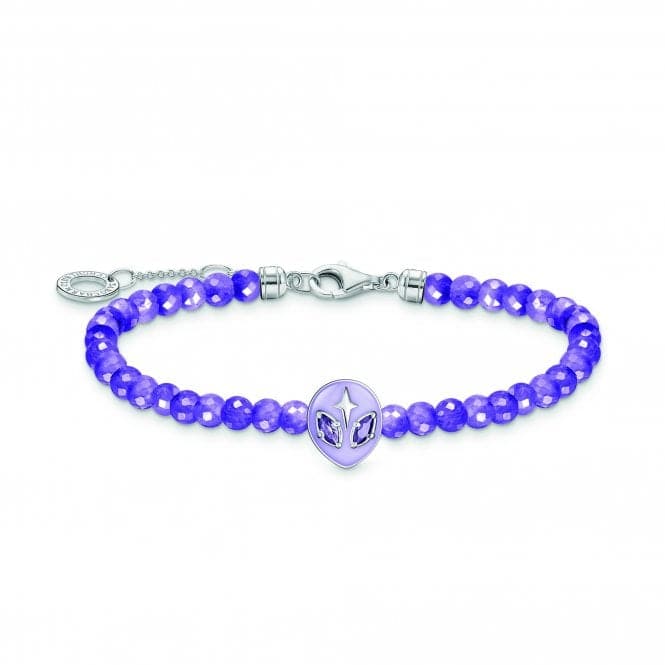 Charming Sterling Silver Enamel Violet Alien Head Bracelet A2137 - 041 - 13 - L19VThomas Sabo Charm Club CharmingA2137 - 041 - 13