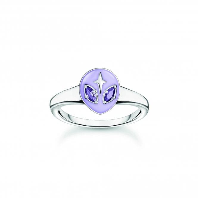 Charming Sterling Silver Enamel Zirconia Violet Alien Head Ring TR2444 - 041 - 13Thomas Sabo Charm Club CharmingTR2444 - 041 - 13 - 48