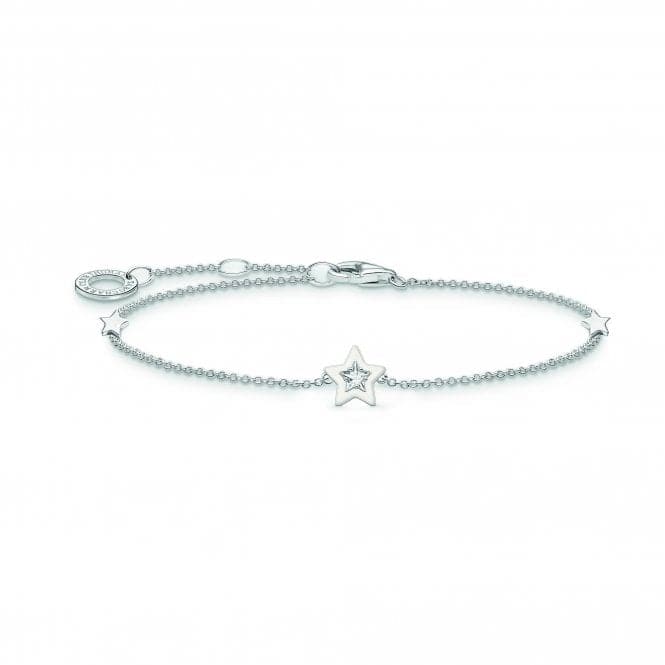 Charming Sterling Silver Enamel Zirconia White Star Bracelet A2136 - 041 - 14 - L19VThomas Sabo Charm Club CharmingA2136 - 041 - 14