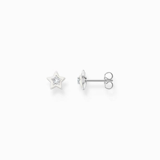 Charming Sterling Silver Enamel Zirconia White Star Earrings H2273 - 041 - 14Thomas Sabo Charm Club CharmingH2273 - 041 - 14