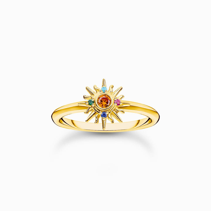 Charming Sterling Silver Gold Plated Colourful Stones Sun RingThomas Sabo Charm Club CharmingTR2458 - 488 - 7 - 60