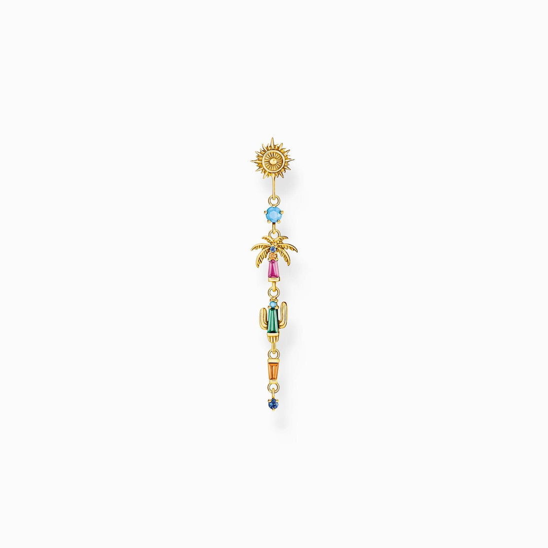 Charming Sterling Silver Gold Plated Colourful Sun, Palm Tree & Cactus Single Earring H2286 - 488 - 7Thomas Sabo Charm Club CharmingH2286 - 488 - 7