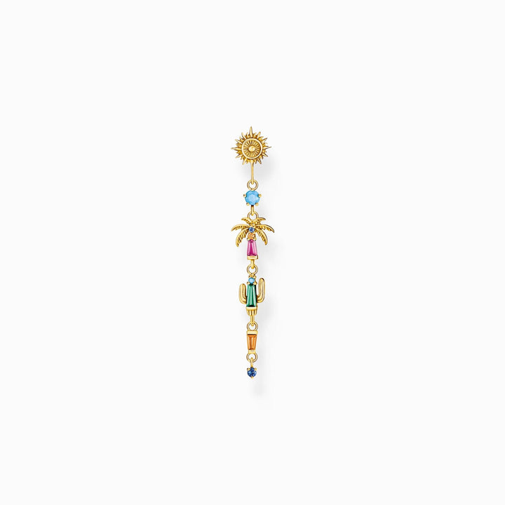 Charming Sterling Silver Gold Plated Colourful Sun, Palm Tree & Cactus Single Earring H2286 - 488 - 7Thomas Sabo Charm Club CharmingH2286 - 488 - 7