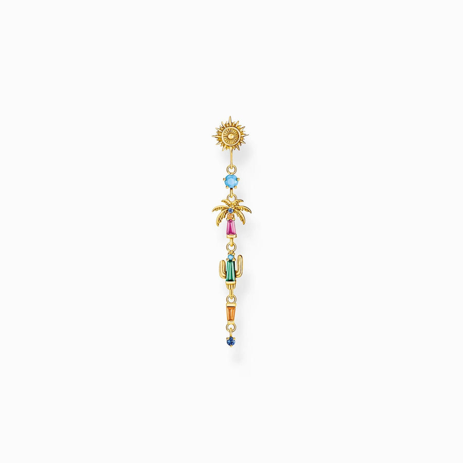 Charming Sterling Silver Gold Plated Colourful Sun, Palm Tree & Cactus Single Earring H2286 - 488 - 7Thomas Sabo Charm Club CharmingH2286 - 488 - 7