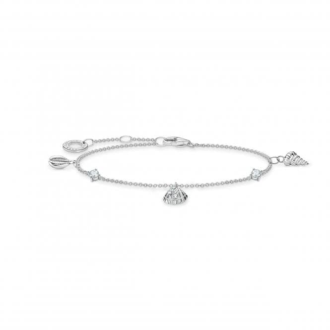 Charming Sterling Silver Shells And White Stones Bracelet A2060 - 051 - 14 - L19VThomas Sabo Charm Club CharmingA2060 - 051 - 14