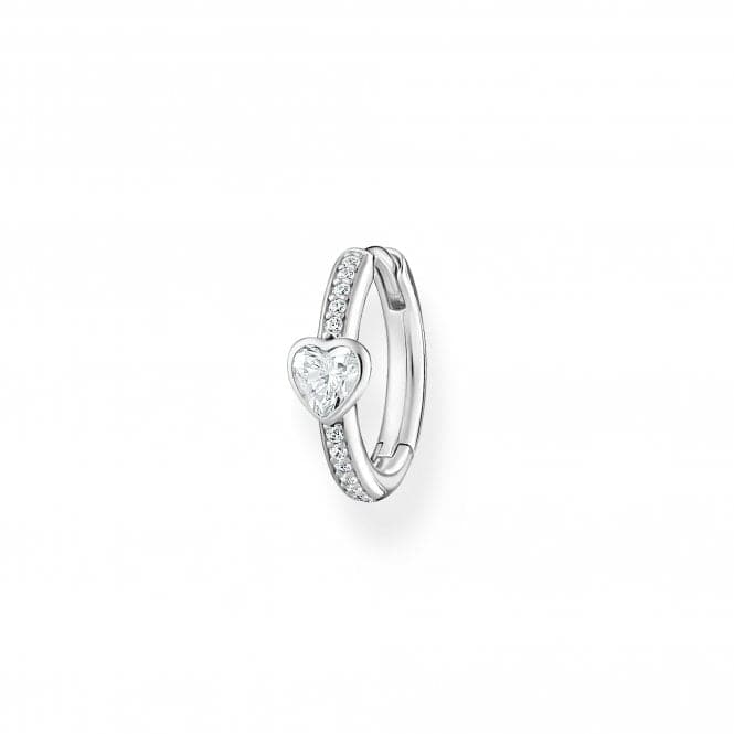 Charming Sterling Silver White Heart Single Hoop Earring CR692 - 051 - 14Thomas Sabo Charm Club CharmingCR692 - 051 - 14