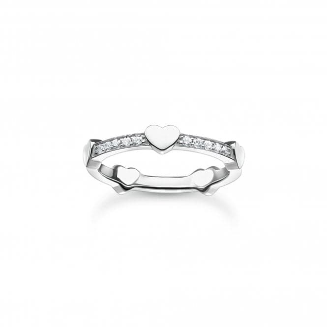 Charming Sterling Silver White Pavé Hearts Ring TR2391 - 051 - 14Thomas Sabo Charm Club CharmingTR2391 - 051 - 14 - 48