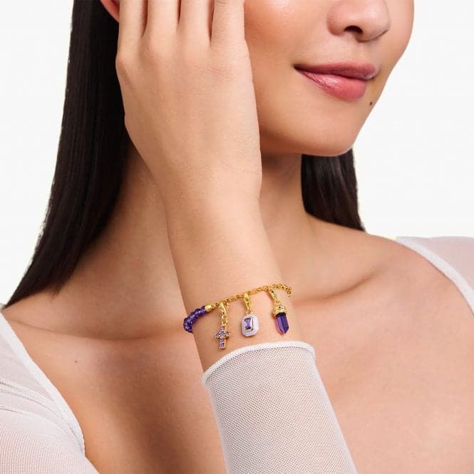 Charmista Gold Plated Violet Hexagon Charm 2048 - 973 - 13Thomas Sabo Charm Club Charmista2048 - 973 - 13